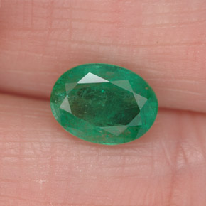 1.26캐럿 천연 그린 에메랄드, 타원형 컷, 8.1×6.1 mm, I1