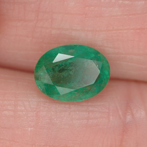 1.26캐럿 천연 그린 에메랄드, 타원형 컷, 8.1×6.1 mm, I1