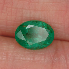 1.05캐럿 천연 그린 에메랄드, 타원형 컷, 7.9×5.9 mm, SI-I1