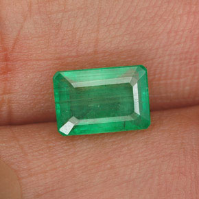 1.29캐럿 천연 그린 에메랄드, 에메랄드 컷, 7.7×5.3 mm, I1