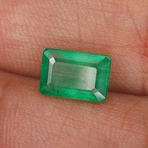 1.29캐럿 천연 그린 에메랄드, 에메랄드 컷, 7.7×5.3 mm, I1