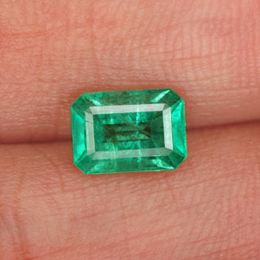 0.83캐럿 천연 그린 에메랄드, 에메랄드 컷, 6.9×5 mm, SI-I1