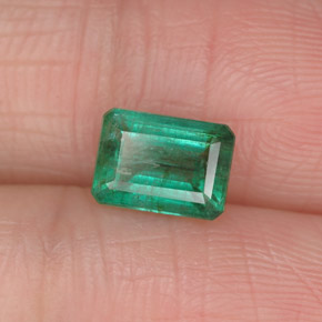 1.03캐럿 천연 그린 에메랄드, 에메랄드 컷, 7.1×5.1 mm, I1