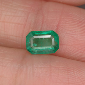 0.86캐럿 천연 그린 에메랄드, 에메랄드 컷, 6.9×4.9 mm, I1