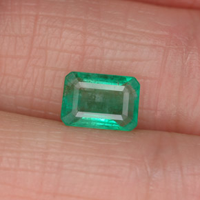 0.94캐럿 천연 그린 에메랄드, 에메랄드 컷, 6.9×4.9 mm, I1