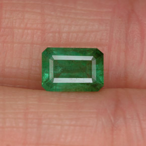 0.84캐럿 천연 그린 에메랄드, 에메랄드 컷, 6.8×4.8 mm, SI-I1