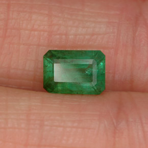 0.84캐럿 천연 그린 에메랄드, 에메랄드 컷, 6.8×4.8 mm, SI-I1