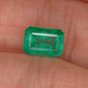 0.81캐럿 천연 그린 에메랄드, 에메랄드 컷, 6.9×4.9 mm, SI-I1