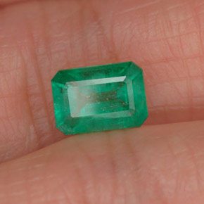 0.81캐럿 천연 그린 에메랄드, 에메랄드 컷, 6.9×4.9 mm, SI-I1
