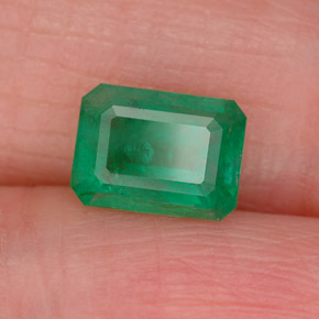 0.93캐럿 천연 그린 에메랄드, 에메랄드 컷, 6.9×5.1 mm, SI-I1