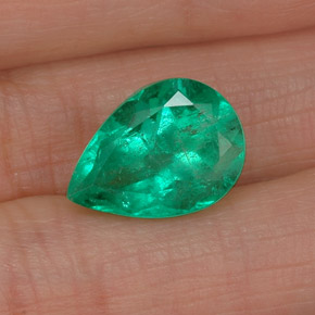 4.79캐럿 천연 그린 에메랄드, 배 모양, 13.5×9.6 mm, SI