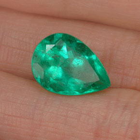 4.79캐럿 천연 그린 에메랄드, 배 모양, 13.5×9.6 mm, SI