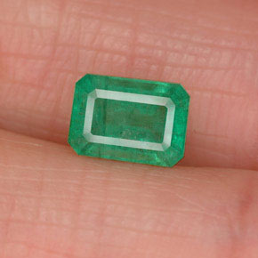 1.06캐럿 천연 그린 에메랄드, 에메랄드 컷, 7×5.1 mm, SI-I1