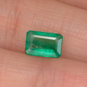 0.83캐럿 천연 그린 에메랄드, 에메랄드 컷, 7×4.8 mm, SI-I1