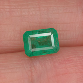 1.05캐럿 천연 그린 에메랄드, 에메랄드 컷, 6.9×5.1 mm, I1