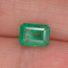 1.05캐럿 천연 그린 에메랄드, 에메랄드 컷, 6.9×5.1 mm, I1