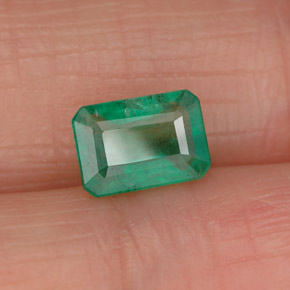 0.94캐럿 천연 그린 에메랄드, 에메랄드 컷, 7×4.9 mm, SI-I1