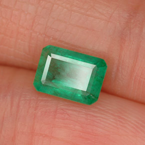 0.92캐럿 천연 그린 에메랄드, 에메랄드 컷, 7×5 mm, SI-I1