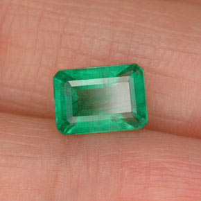 1.00캐럿 천연 그린 에메랄드, 에메랄드 컷, 7.1×5.1 mm, SI-I1