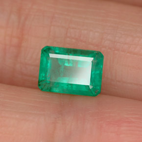 1.09캐럿 천연 그린 에메랄드, 에메랄드 컷, 7.2×5.1 mm, SI-I1