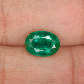 1.62캐럿 천연 그린 에메랄드, 타원형 컷, 8.8×6.3 mm, SI-I1
