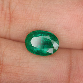 1.62캐럿 천연 그린 에메랄드, 타원형 컷, 8.8×6.3 mm, SI-I1