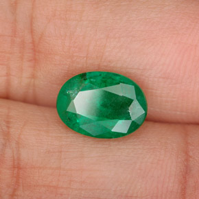 1.95캐럿 천연 미디엄 그린 에메랄드, 타원형 컷, 9.5×7 mm, SI-I1