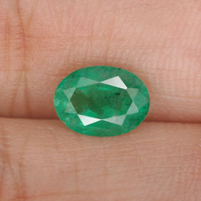 1.05캐럿 천연 그린 에메랄드, 타원형 컷, 7.9×5.8 mm, SI-I1