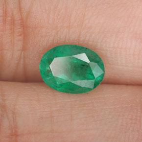 1.05캐럿 천연 그린 에메랄드, 타원형 컷, 7.9×5.8 mm, SI-I1