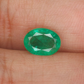 1.26캐럿 천연 그린 에메랄드, 타원형 컷, 8×6 mm, SI-I1