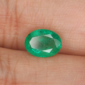 1.26캐럿 천연 그린 에메랄드, 타원형 컷, 8×6 mm, SI-I1