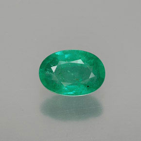 0.82캐럿 천연 미디엄 딥 그린 에메랄드, 타원형 컷, 7.4×5.2 mm, SI-I1