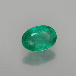 0.82캐럿 천연 미디엄 딥 그린 에메랄드, 타원형 컷, 7.4×5.2 mm, SI-I1