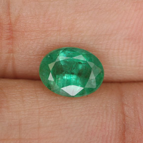 1.32캐럿 천연 그린 에메랄드, 타원형 컷, 8×6.2 mm, SI-I1