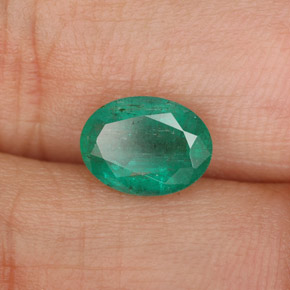 1.14캐럿 천연 그린 에메랄드, 타원형 컷, 8.2×6.1 mm, SI-I1