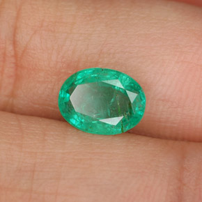 1.07캐럿 천연 그린 에메랄드, 타원형 컷, 8×6 mm, SI-I1