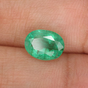 1.33캐럿 천연 그린 에메랄드, 타원형 컷, 8.1×6.1 mm, SI-I1