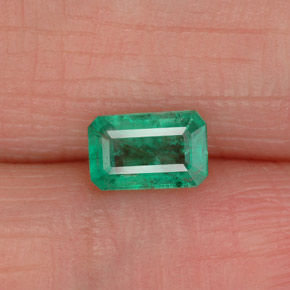 0.43캐럿 천연 그린 에메랄드, 에메랄드 컷, 5.8×3.8 mm, SI-I1