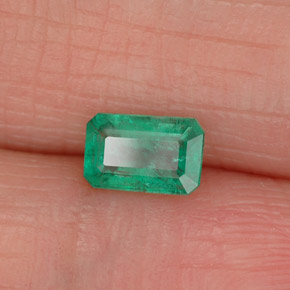 0.43캐럿 천연 그린 에메랄드, 에메랄드 컷, 5.8×3.8 mm, SI-I1