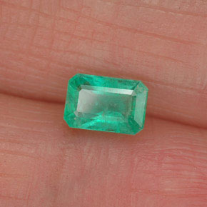 0.58캐럿 천연 그린 에메랄드, 에메랄드 컷, 5.9×3.9 mm, SI-I1