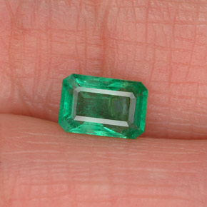 0.54캐럿 천연 그린 에메랄드, 에메랄드 컷, 6.1×4.1 mm, SI-I1