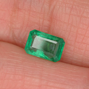 0.54캐럿 천연 그린 에메랄드, 에메랄드 컷, 6.1×4.1 mm, SI-I1