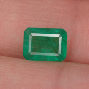 1.13캐럿 천연 그린 에메랄드, 에메랄드 컷, 7.6×5.8 mm, VS-SI