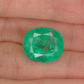 10.03캐럿 천연 그린 에메랄드, 타원형 컷, 14.2×12.3 mm, I1