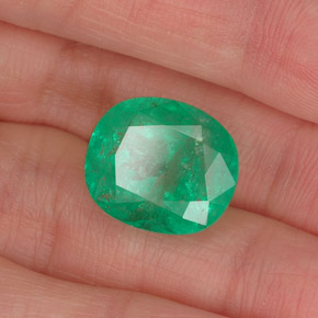 10.03캐럿 천연 그린 에메랄드, 타원형 컷, 14.2×12.3 mm, I1
