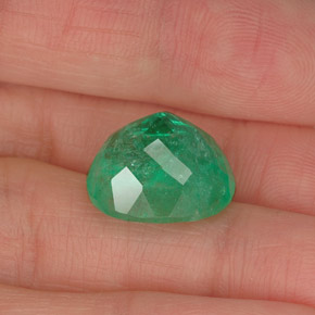 10.03캐럿 천연 그린 에메랄드, 타원형 컷, 14.2×12.3 mm, I1