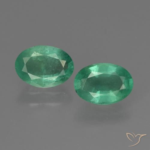 1.37캐럿 천연 미디엄 그린 에메랄드 보석, 타원형 컷, 7×5.1 mm, SI