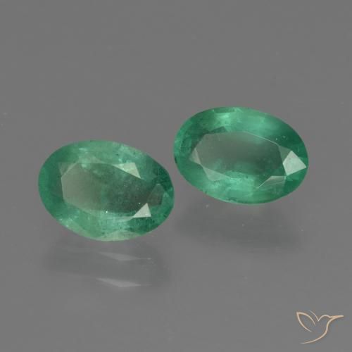 1.37캐럿 천연 미디엄 그린 에메랄드 보석, 타원형 컷, 7×5.1 mm, SI