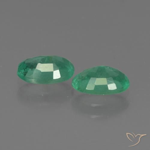 1.37캐럿 천연 미디엄 그린 에메랄드 보석, 타원형 컷, 7×5.1 mm, SI