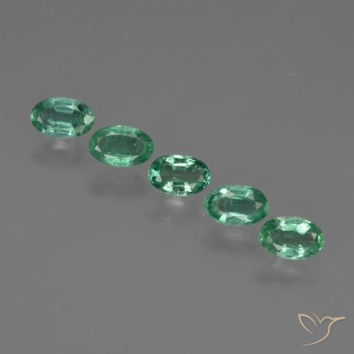 1.15캐럿 천연 미디엄 그린 에메랄드 보석, 타원형 컷, 5.1×3.3 mm, SI